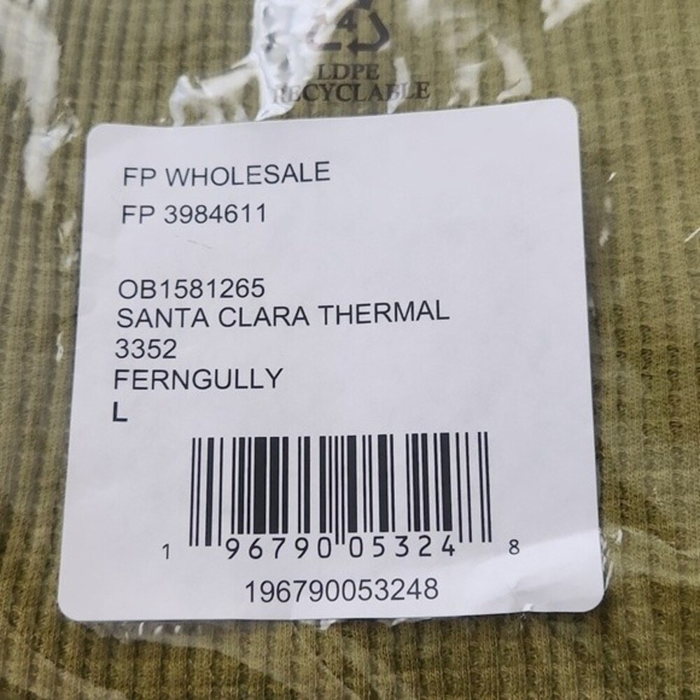 Free People Santa Clara Thermal Shirt Top Long Sleeve Green size L - Picture 5 of 14
